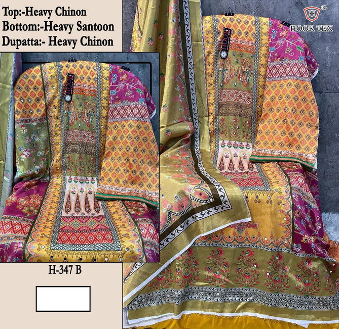 Hoor Tex H 347 Chinon Printed Wear Pakistani Salwar Suit Wholesale Price In Surat